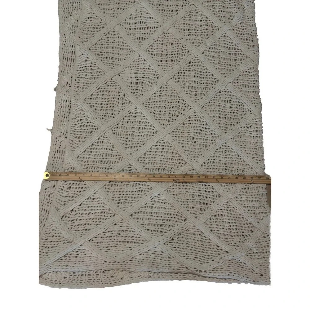 Pottery Barn Handknit Throw Blanket ~ White 54